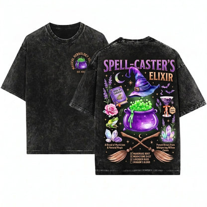 Magical Witchy Halloween Spooky Autumn Unisex Wash T-Shirt