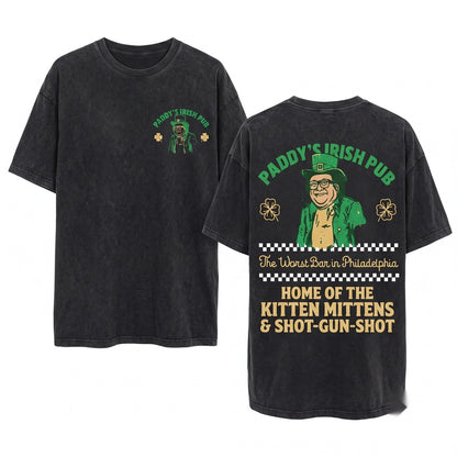 Paddys Irish Pub Frank Reynolds Leprechaun Funny Graphic Vintage Unisex Wash T-Shirt