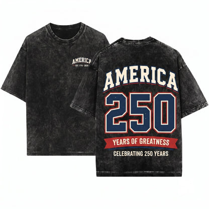 250 Years of Greatness America Independence USA Patriotic Unisex Wash T-Shirt