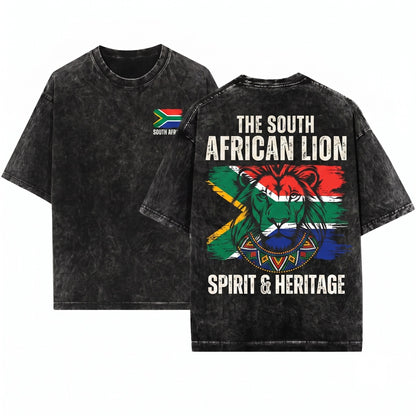 South Africa Flag Pride Vintage Heritage Patriotic Born Roots Travel Vacation Present Family Sport Teams Unisex Wash T-Shirt