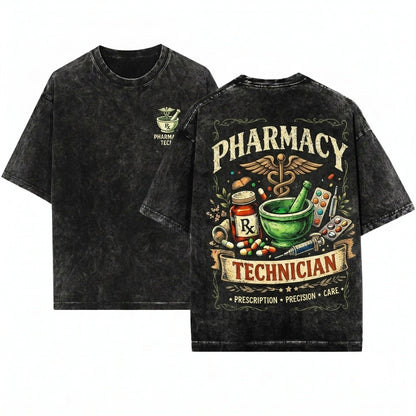 Pharmacy Technician Vintage Apothecary Healthcare Medical Professional Appreciation Unisex Wash T-Shirt