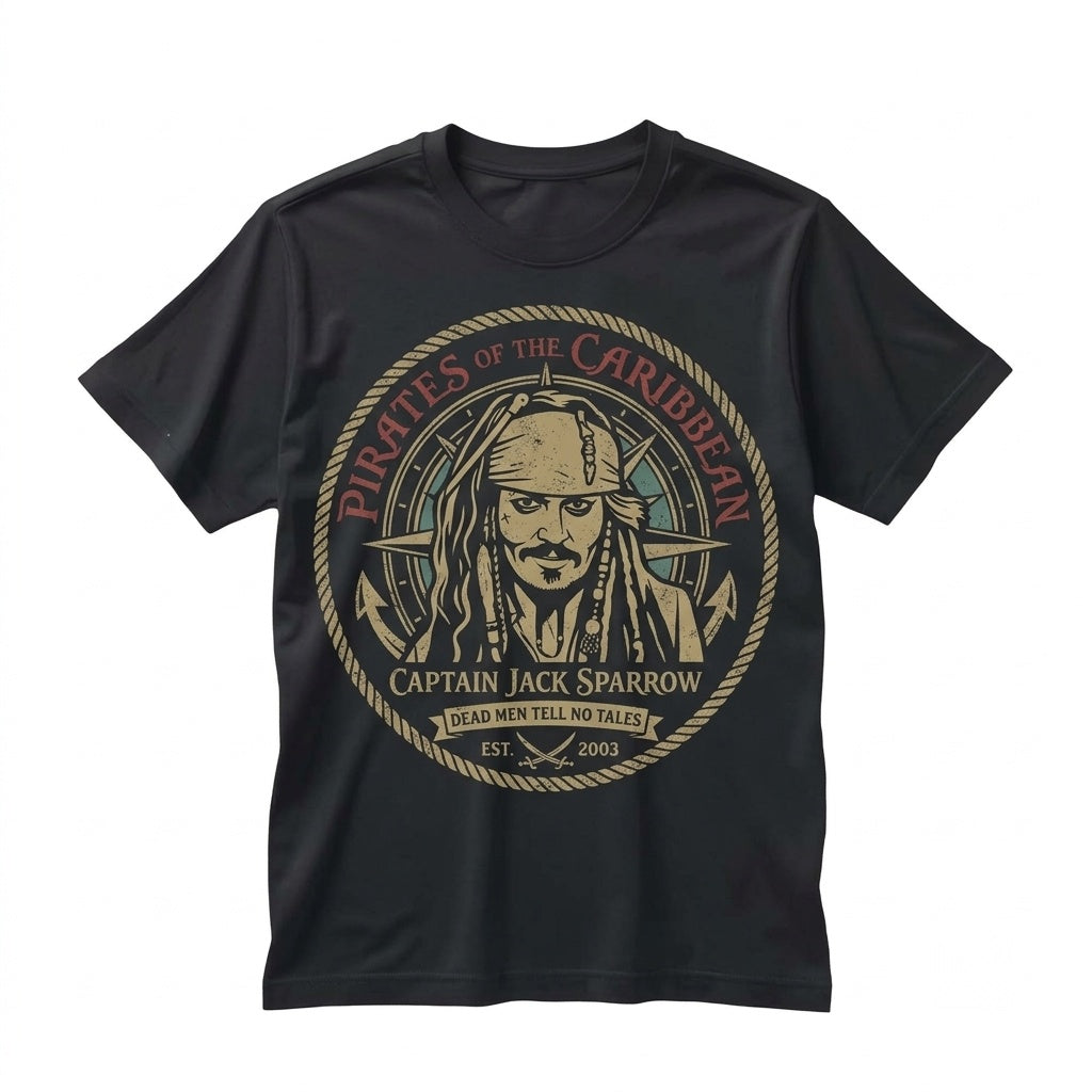 Vintage Captain Jack Swashbuckler Pirate Caribbean Ride Theme Park Graphic Unisex TShirt