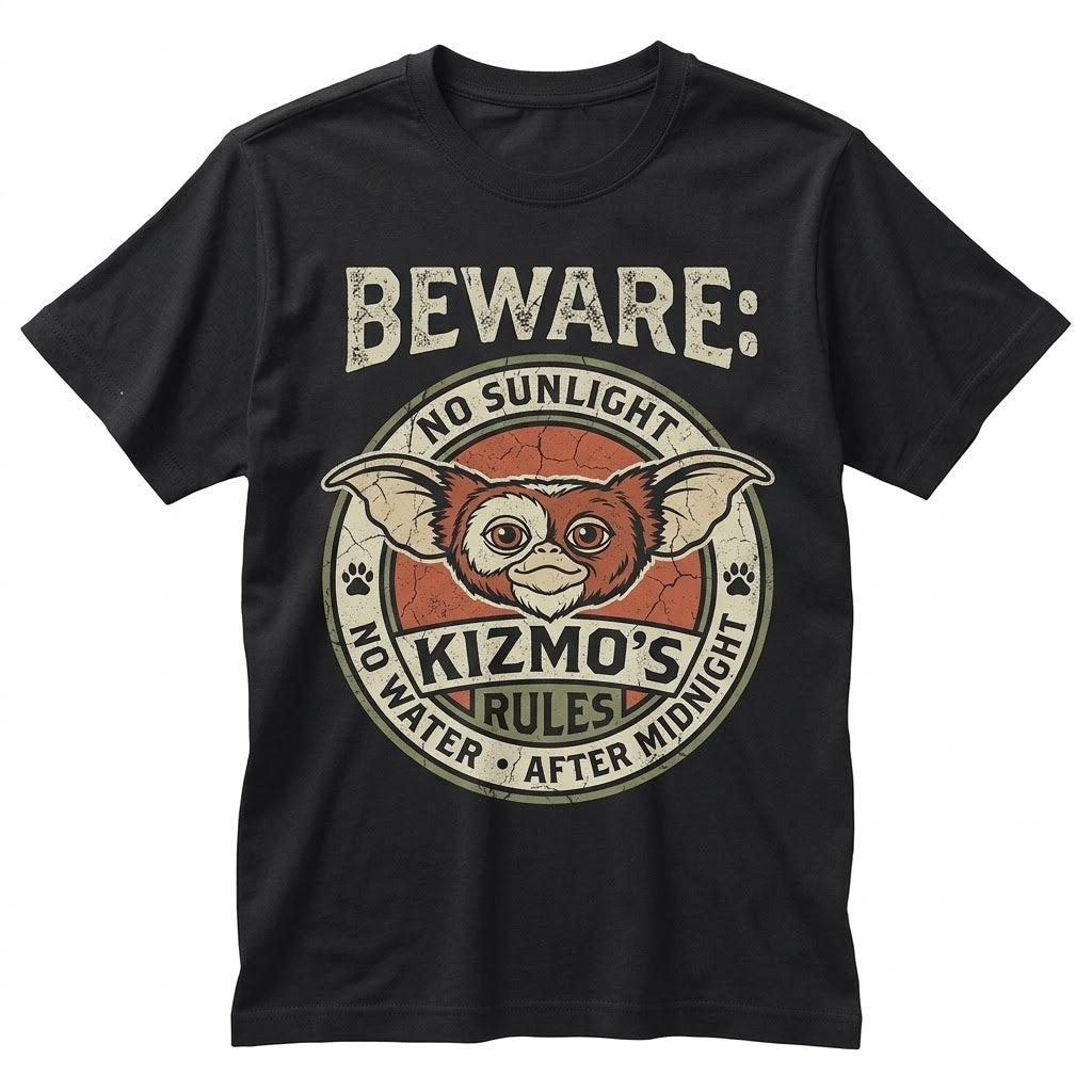 Gizmo Retro 1984 Horror Movie Graphic Top, Graphite Grey Youth Small Unisex TShirt