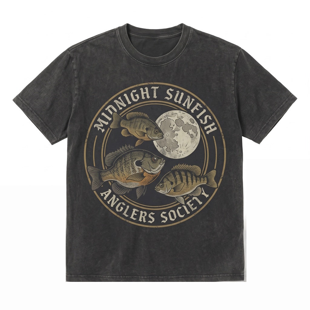 Three Bluegill Moon Lepomis Macrochirus Galaxy Fishing Hobbyist Gift Vintage Wash Retro Fish Angler Lover Graphic Unisex TShirt