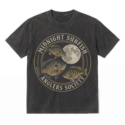 Three Bluegill Moon Lepomis Macrochirus Galaxy Fishing Hobbyist Gift Vintage Wash Retro Fish Angler Lover Graphic Unisex TShirt