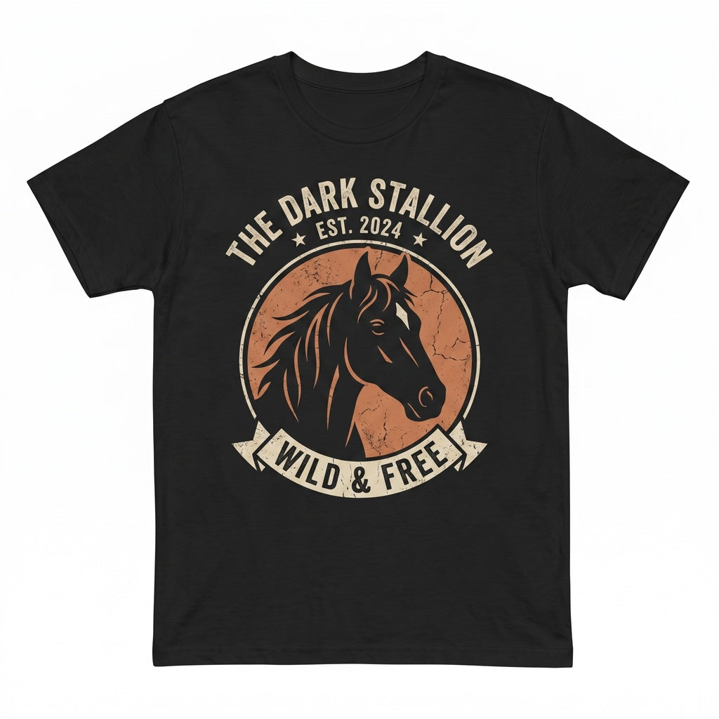 Black Horse Graphic Western Country Equestrian Apparel Gift Unisex TShirt