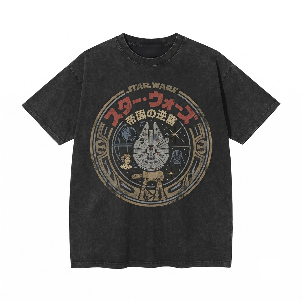 Oversized Empire Strikes Back Japanese Sci-Fi Poster Luke Skywalker Vintage Graphic Merchandise Unisex TShirt