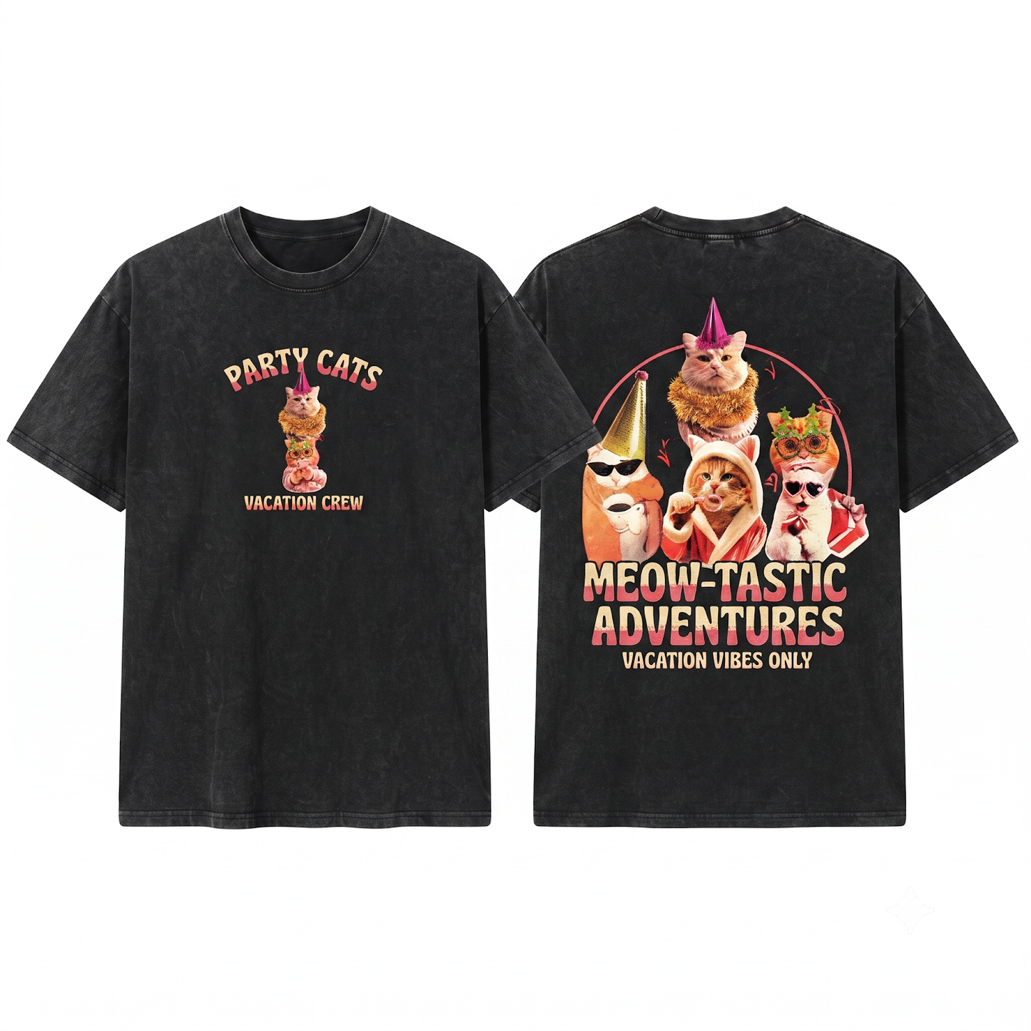 Vacation Pack Cat Funny Holiday Cats Graphic Tee - Festive Christmas Lover Mom Gift - Unisex Heavyweight Garment-Dyed T-Shirt