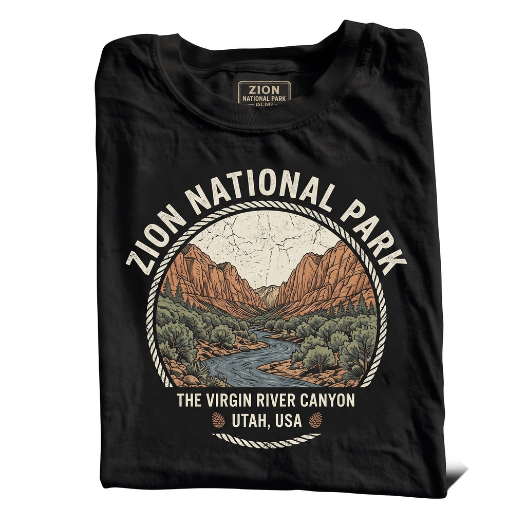 Vintage Zion National Park Graphic Utah Canyon Outdoor Western Adventure Nature Gift Unisex TShirt