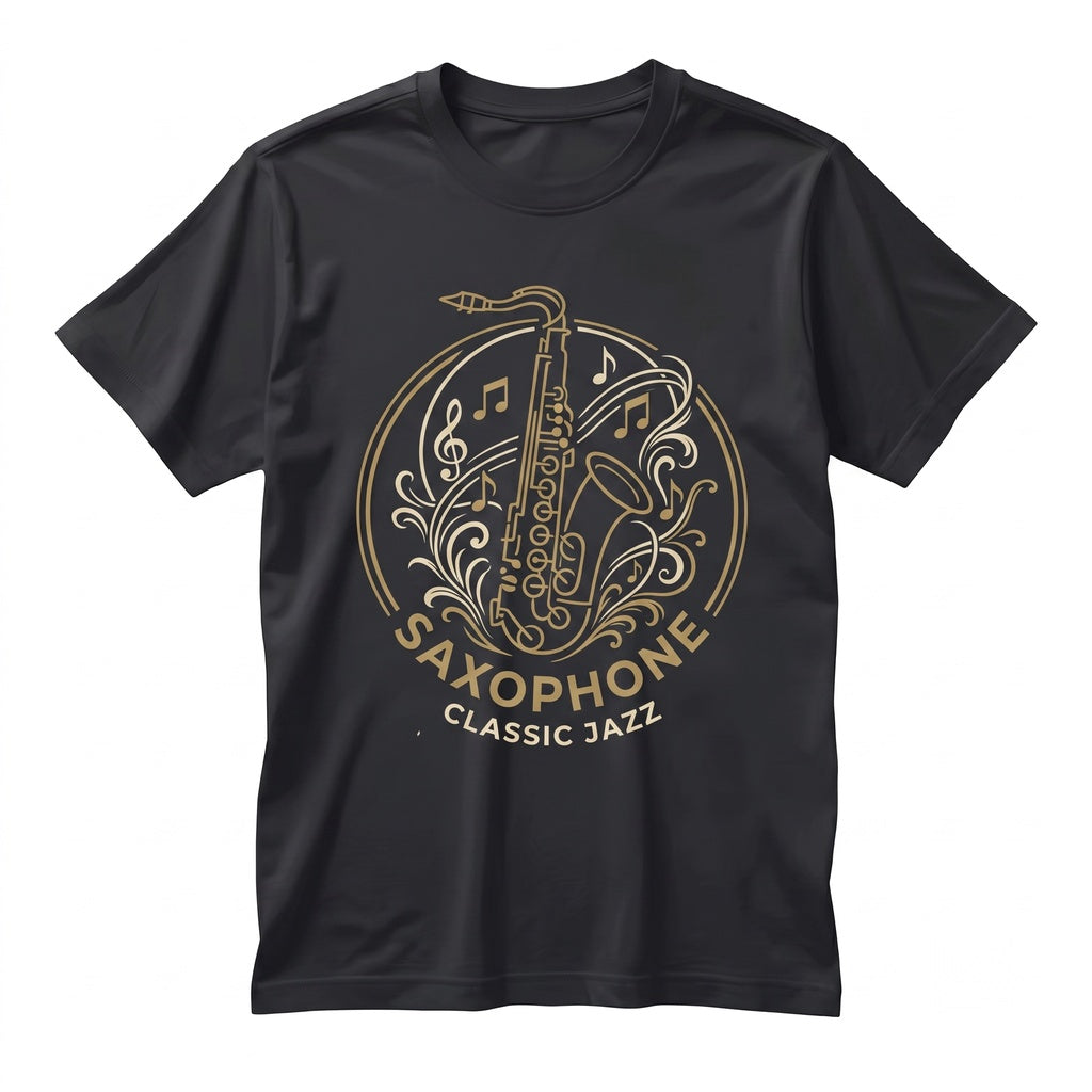Vintage Saxophone Faux Gold Music Graphic Jazz Concert Outfit Unisex TShirt