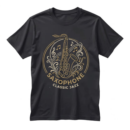 Vintage Saxophone Faux Gold Music Graphic Jazz Concert Outfit Unisex TShirt