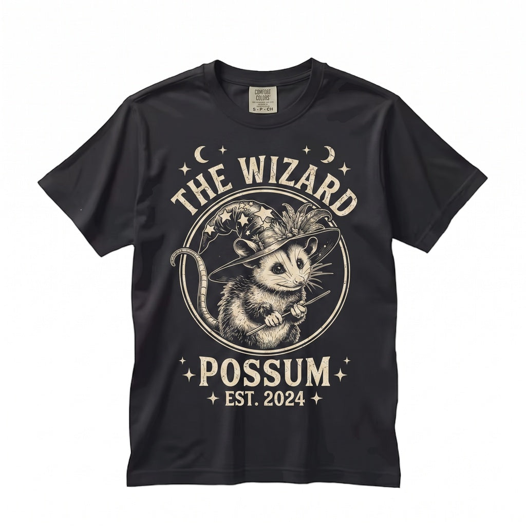 Opossum Witch Hat Halloween Spooky Magic Animal Graphic Unisex TShirt