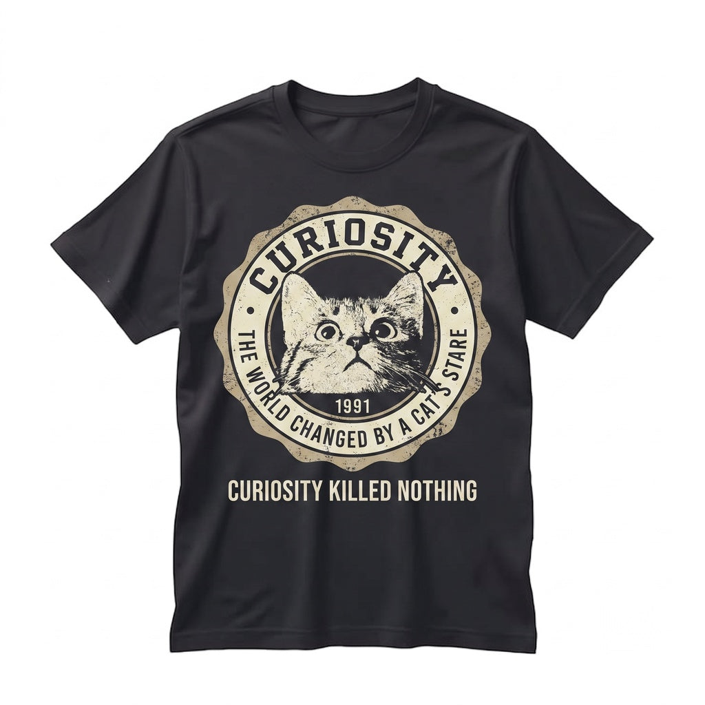 Curiosity Changed the World Vintage Funny Feline Graphic Lover Gift Unisex TShirt