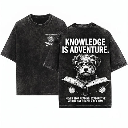 Yorkiepoo Book T-Shirt Reading Doodle Dog Gift Bookworm Librarian Apparel Unisex Wash Tee