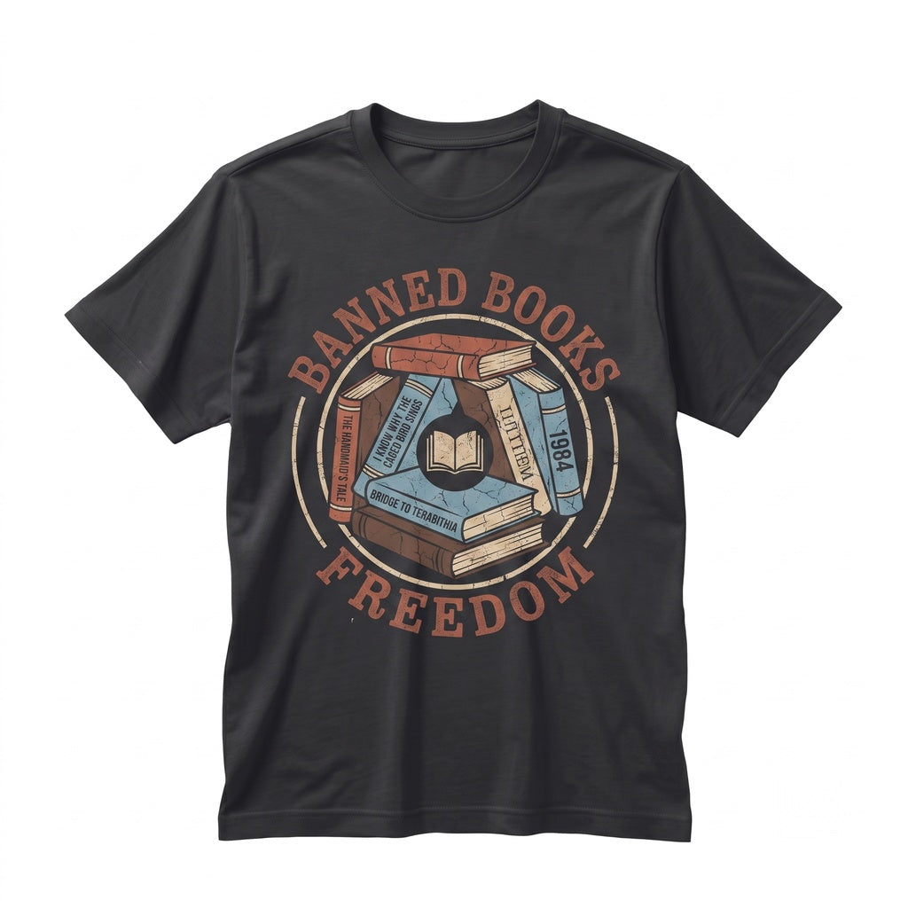fREADom Banned Books Librarian Reader Freedom Bookworm Gifts Graphic Top Unisex TShirt