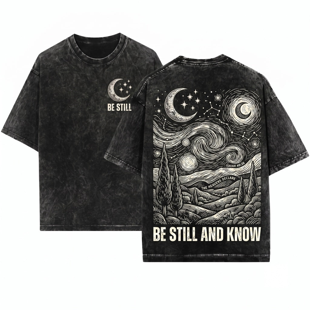 Be Still And Know Bible Faith Christian Religious Hooded Sweatshirt Unisex Wash T-Shirt