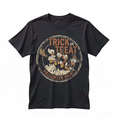 Vintage Cartoon Duck Nephews Witch Halloween Trick Or Treat Spooky Graphic Apparel, Unisex TShirt