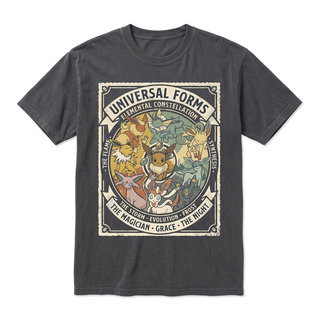 Eeveelution Tarot Card Mystical Creature Fortune Vintage Cute Anime Fan Gift Graphic Unisex TShirt