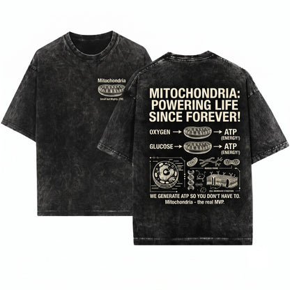 Mitochondria Vintage Science Retro Biology Graphic 90s Academic Cell Diagram Geek Lab Humor STEM Unisex Wash T-Shirt