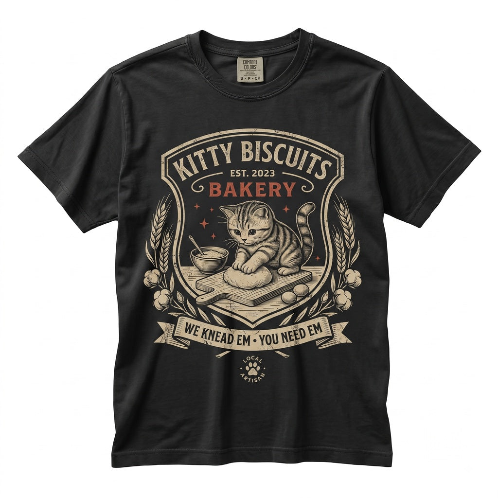 Funny Cat Sourdough Biscuit Making Bakery Meme Feline Lover Gift Unisex TShirt