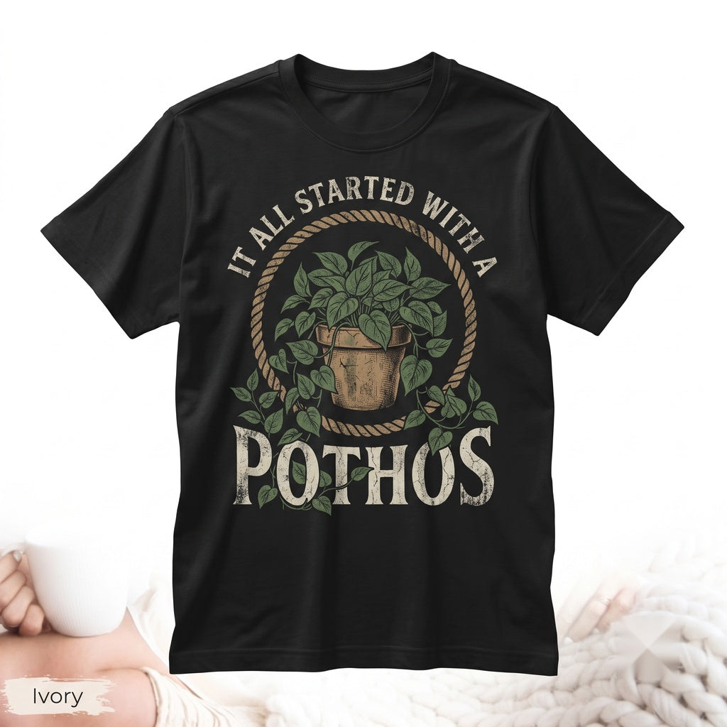 Funny Pothos Indoor Plant Lover Gift, Cute Botanical Graphic for Mom Friend Unisex TShirt