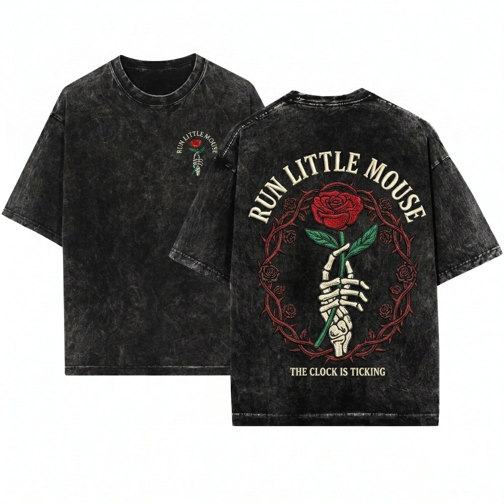 Haunting Adeline Embroidered Run Little Mouse Dark Romance Book Lover Gift Unisex Wash T-Shirt