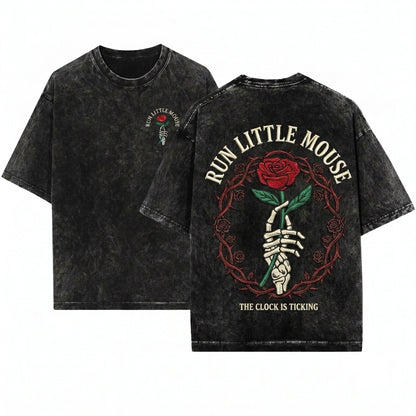 Haunting Adeline Embroidered Run Little Mouse Dark Romance Book Lover Gift Unisex Wash T-Shirt