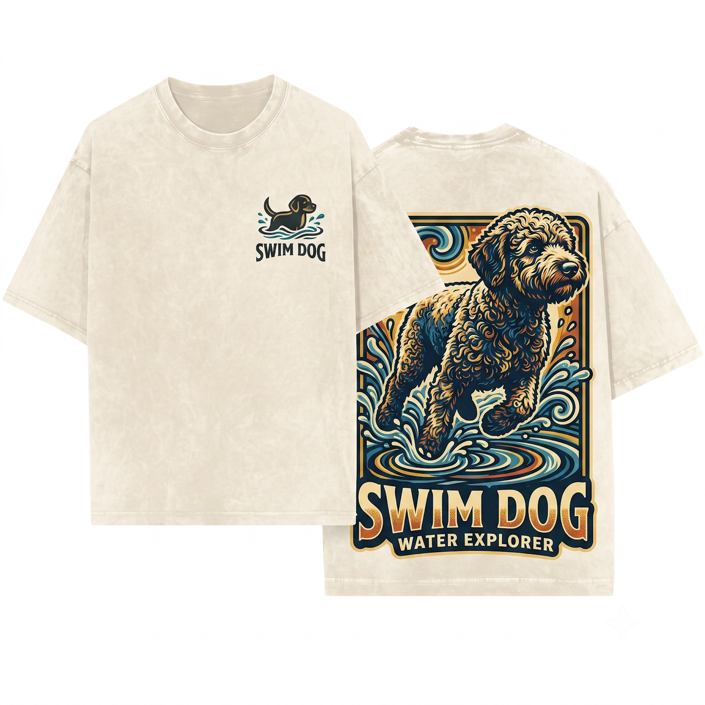 Lagotto Swimming Beach Hunting Dog Mom Outdoor Lover Truffle Lake Life Water Unisex Heavyweight Garment-Dyed T-Shirt