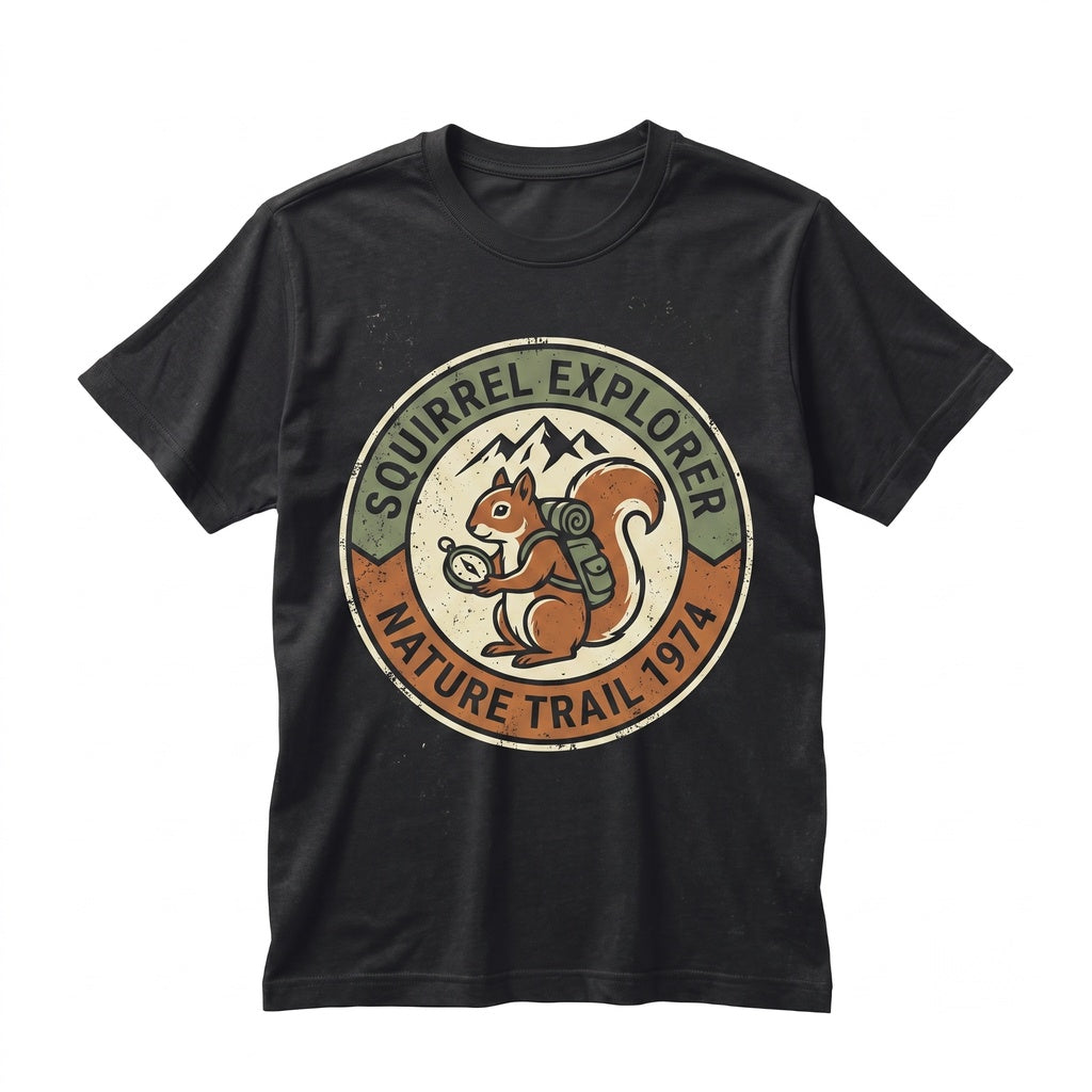 Vintage Explorer Squirrel Woodland Hiking Nature Lover Outdoor Camping Graphic Gift Unisex TShirt