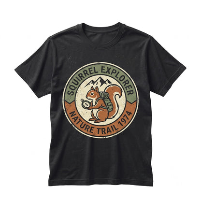 Vintage Explorer Squirrel Woodland Hiking Nature Lover Outdoor Camping Graphic Gift Unisex TShirt