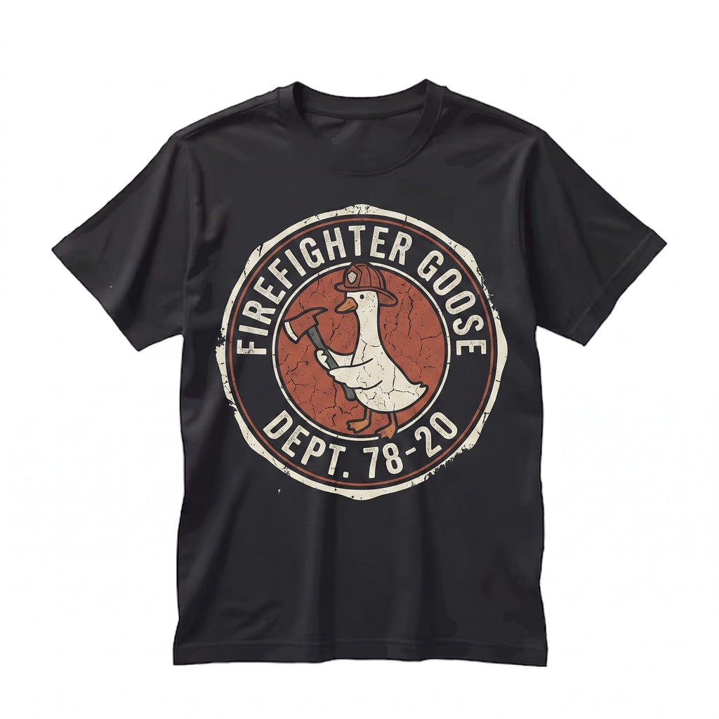 Funny Silly Goose Firefighter Fire Dept Graphic Apparel, Fireman Gift Unisex TShirt