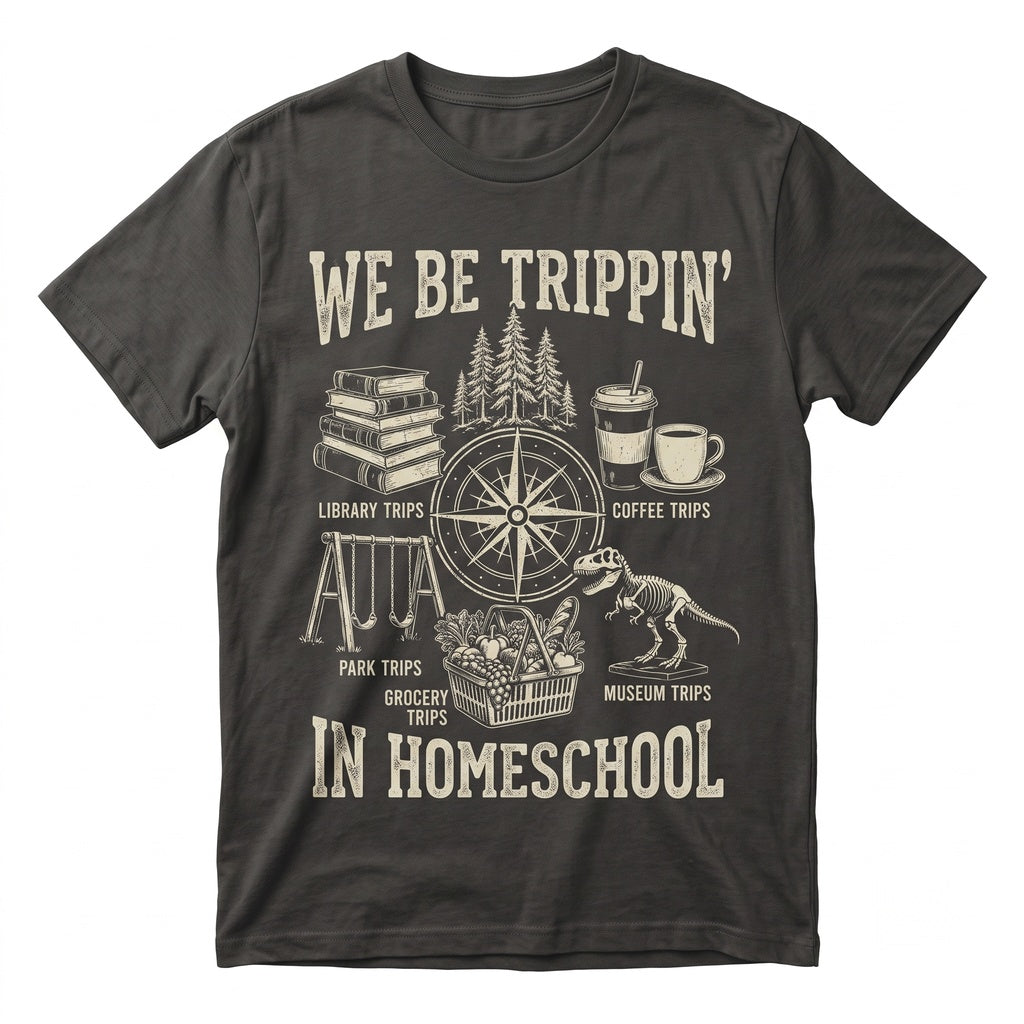 Funny We Be Tripin Traveling Homeschool Graphic Roadschool Family Travel Adventure Learning Gift Unisex TShirt