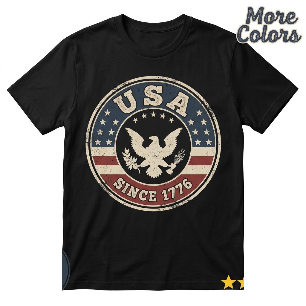 American Flag 4th of July Independence Day Est 1776 Freedom Patriotic Graphic Gift Unisex TShirt
