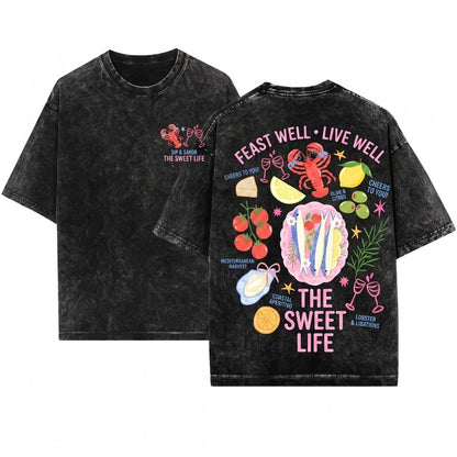 La Dolce Vita Coquette Italian Graphic Summer Vacation Top Unisex Wash T-Shirt