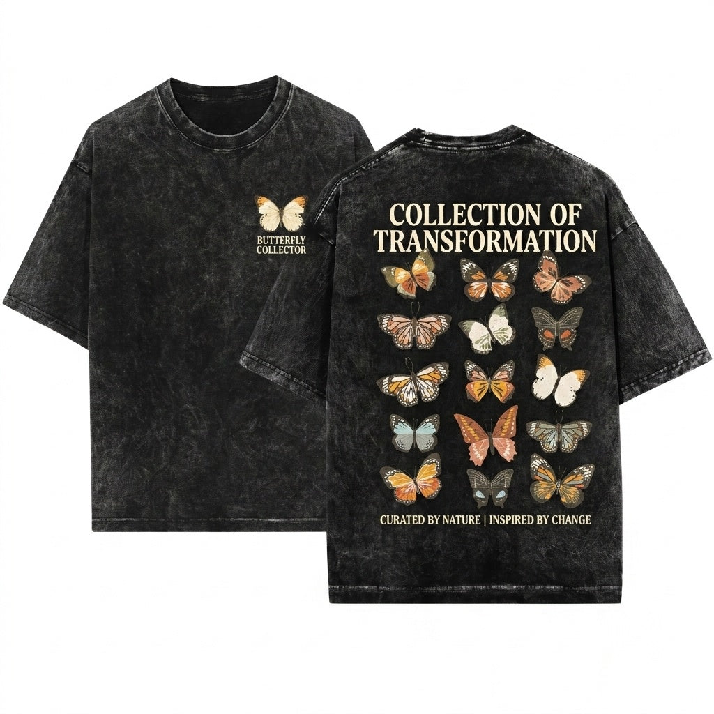 Boho Butterfly Long Sleeve Vintage Graphic Aesthetic Unisex Wash T-Shirt