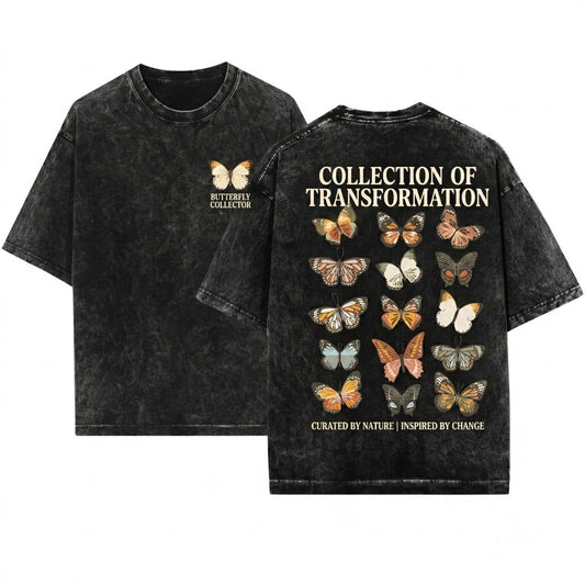 Boho Butterfly Long Sleeve Vintage Graphic Aesthetic Unisex Wash T-Shirt