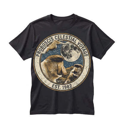 Three Proboscis Monkey Graphic Funny Big Nose Primate Vintage Oversized Jungle Exotic Animal Gift Unisex TShirt