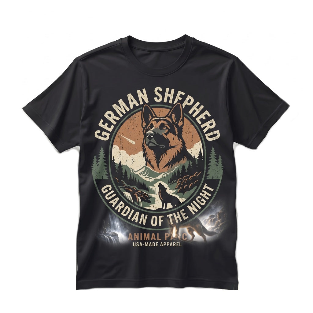 Vintage 90s German Shepherd Howling Full Moon Funny Dog Lover Gift Graphic Unisex TShirt