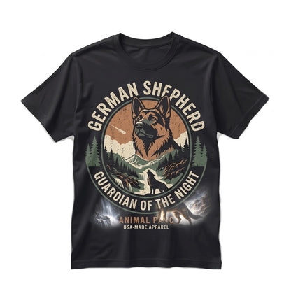 Vintage 90s German Shepherd Howling Full Moon Funny Dog Lover Gift Graphic Unisex TShirt