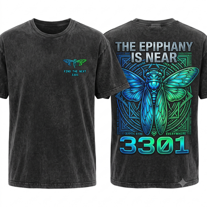 Cicada 3301 Everywhere Moth Graphic Tee Cryptography Mystery Hacker Apparel Internet Puzzle Society Art Unisex Heavyweight Garment-Dyed T-Shirt
