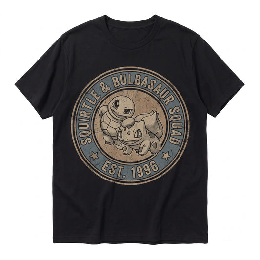 Vintage Squirtle Washed Cute Expressions Graphic Kawaii Oversized Japanese Anime Blue Turtle Unisex TShirt