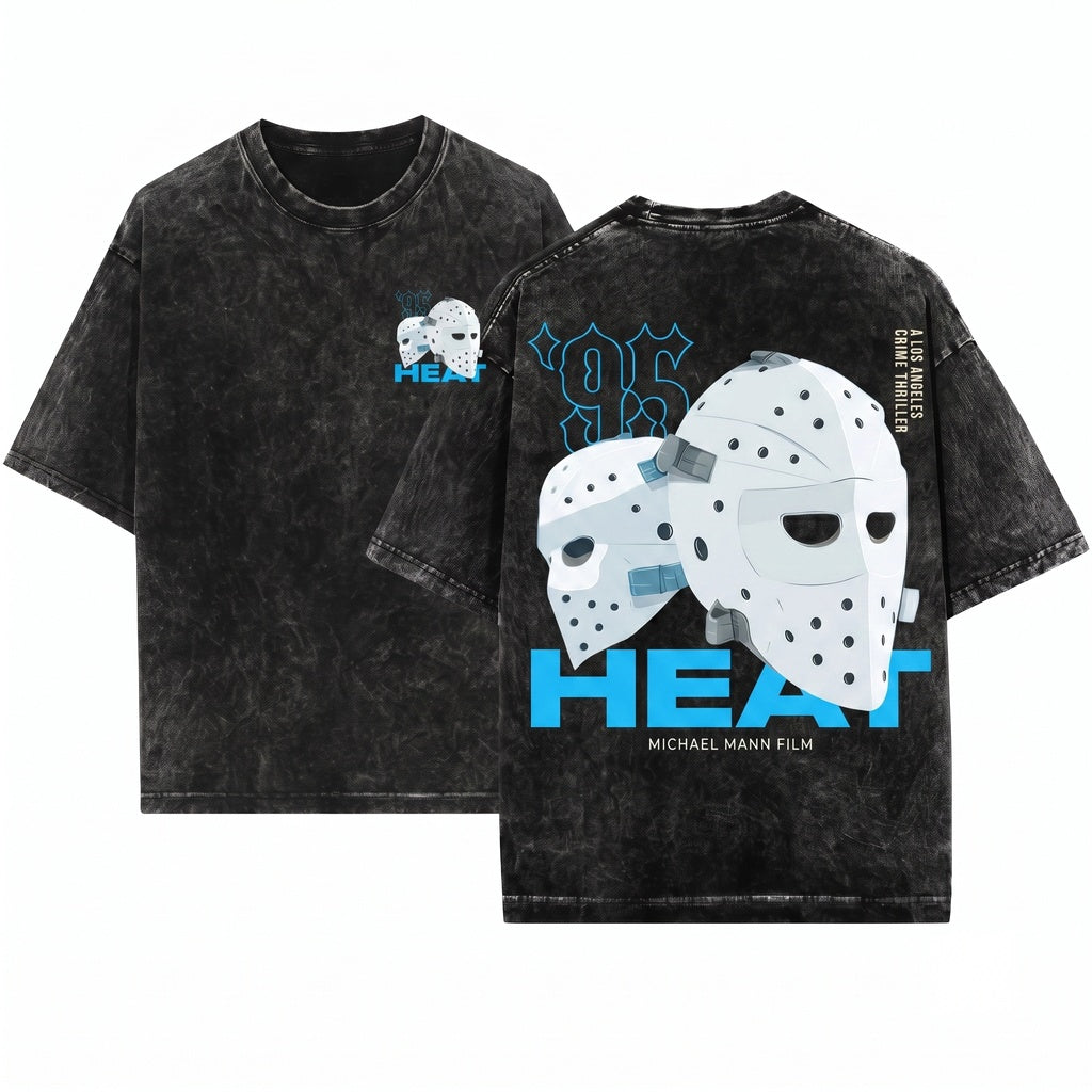 1995 Retro Heist Action Bank Robbery Hockey Mask Vintage Graphic Clothing Top Unisex Wash T-Shirt