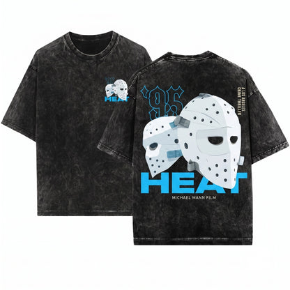 1995 Retro Heist Action Bank Robbery Hockey Mask Vintage Graphic Clothing Top Unisex Wash T-Shirt