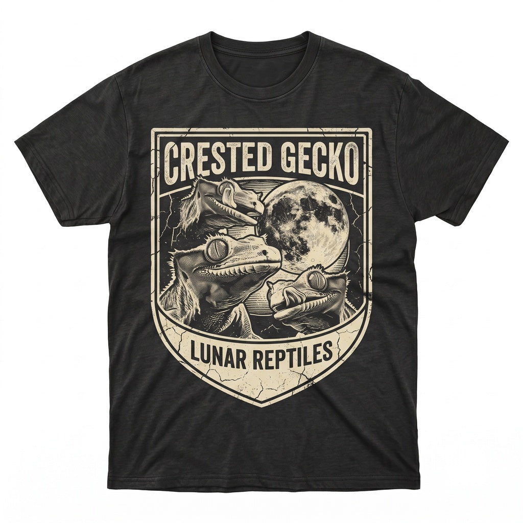 Three Crested Gecko Moon Reptile Lover Gift Lizard Exotic Pet Herpetology Nature Graphic Unisex TShirt