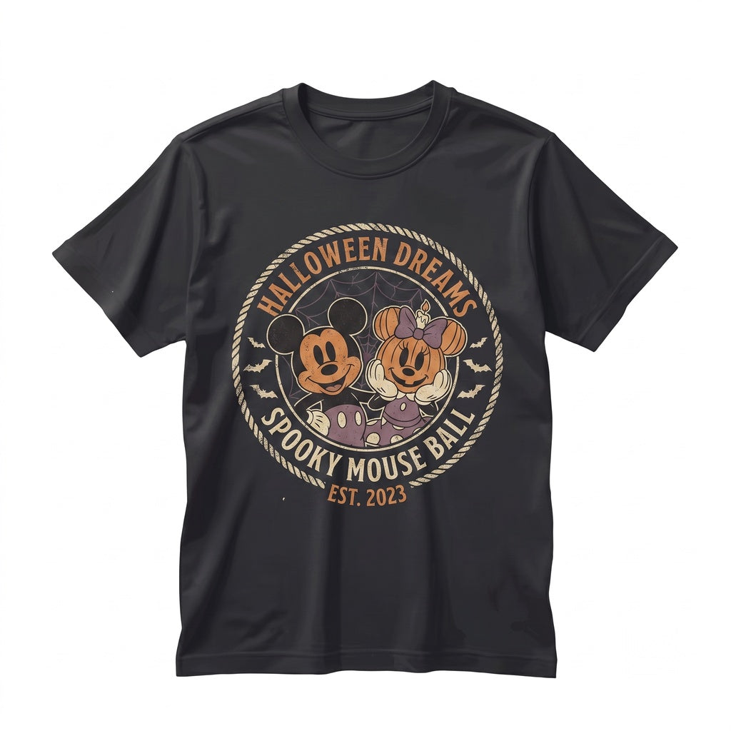 Retro Mouse Couple Pumpkin Halloween Vintage Matching Family Vacation Unisex TShirt