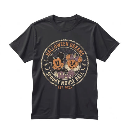 Retro Mouse Couple Pumpkin Halloween Vintage Matching Family Vacation Unisex TShirt