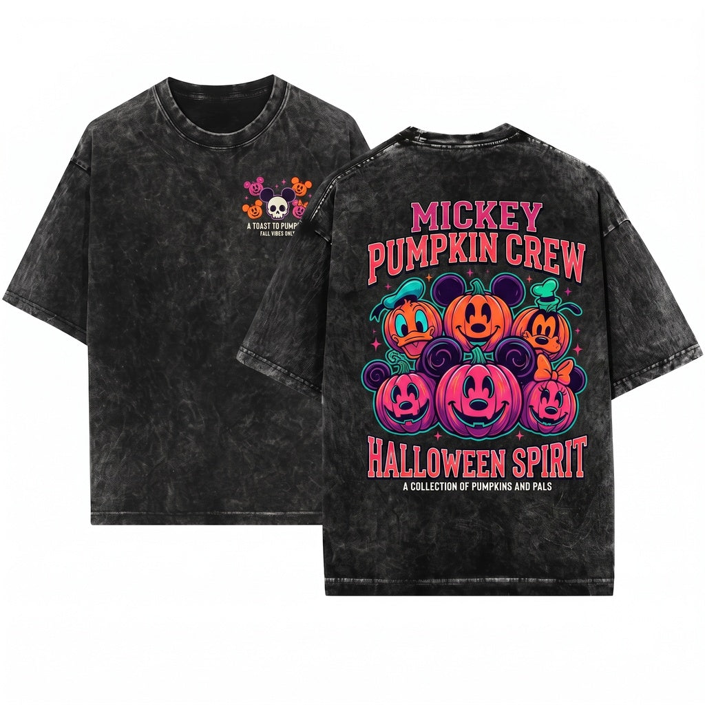 Mouse Friends Skeleton Pumpkin Spooky Party Family Vacation Halloween Gift Unisex Wash T-Shirt