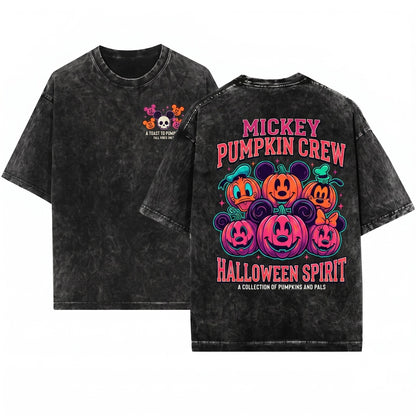 Mouse Friends Skeleton Pumpkin Spooky Party Family Vacation Halloween Gift Unisex Wash T-Shirt