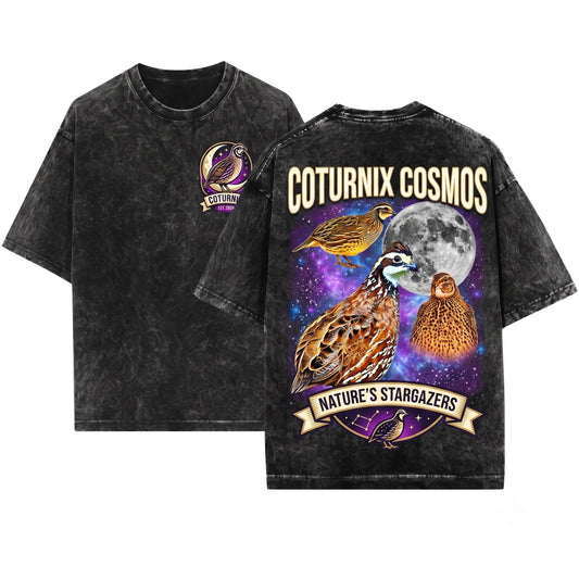 Bobwhite Quail Moon Retro Vintage Game Bird Galaxy Gift Nature Lover Pet Owner Unisex Wash T-Shirt