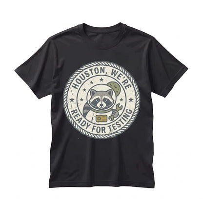 Funny Houston We Are Ready For Testing Raccoon Astronaut Teacher School Day Graphic Apparel Unisex TShirt